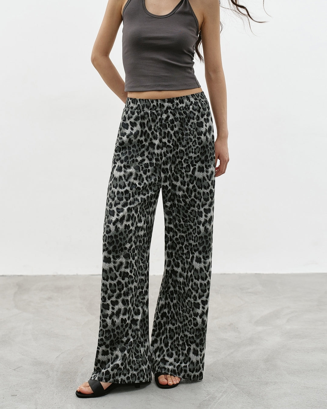 leopard print wide leg pants【NINE0341】