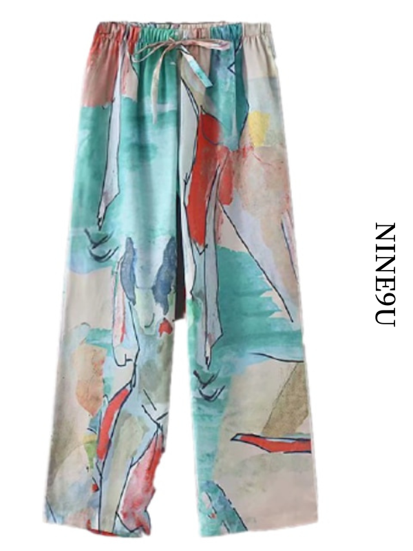 WATERCOLOR printing design pants【NINE4318】