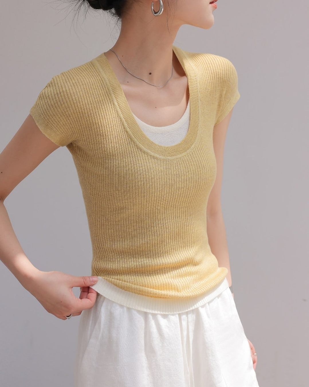 fake layered slim tops 3color【NINE0217】