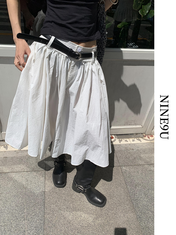 fluffily natural flare long-skirt【NINE8898】