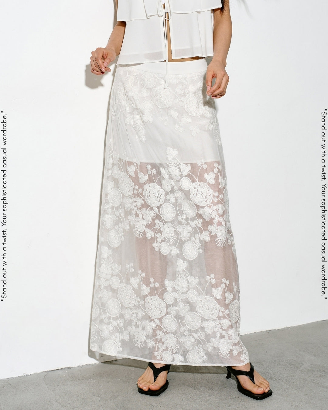 lace sheer long skirt【NINE0346】