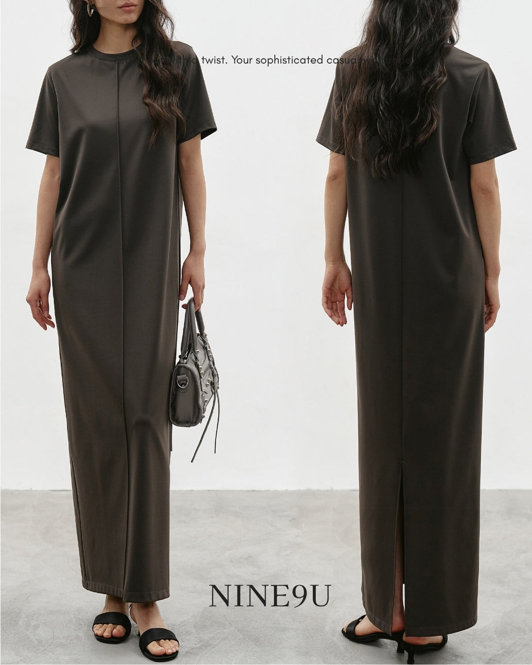 center line back slit one-piece【NINE0344】