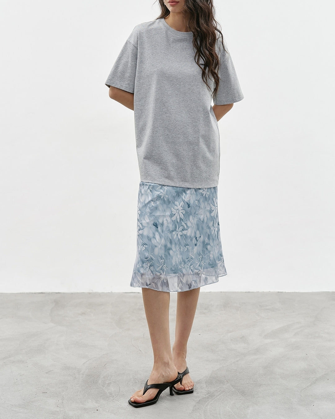 mini print oversized t-shirt 2color【NINE0349】