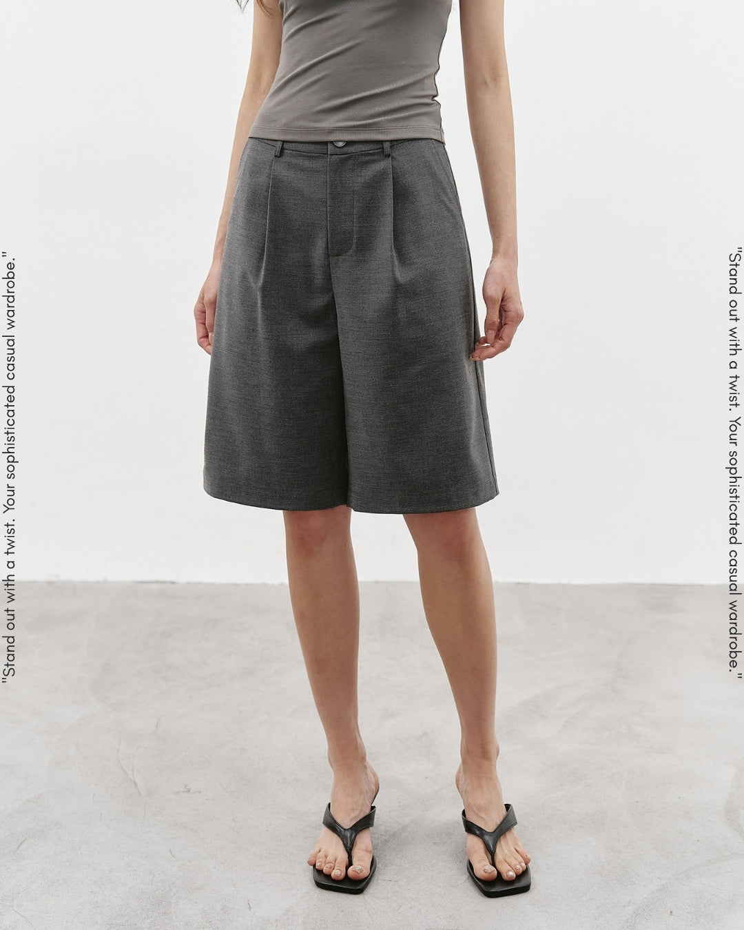 basic tuck half pants 2color【NINE0358】