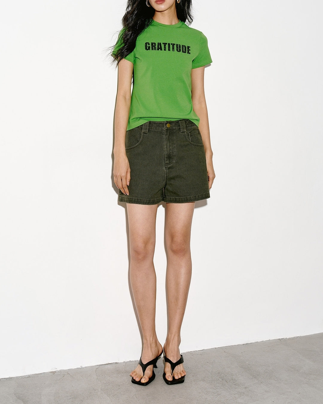 lettering print slim fit t-shirt 2color【NINE0354】