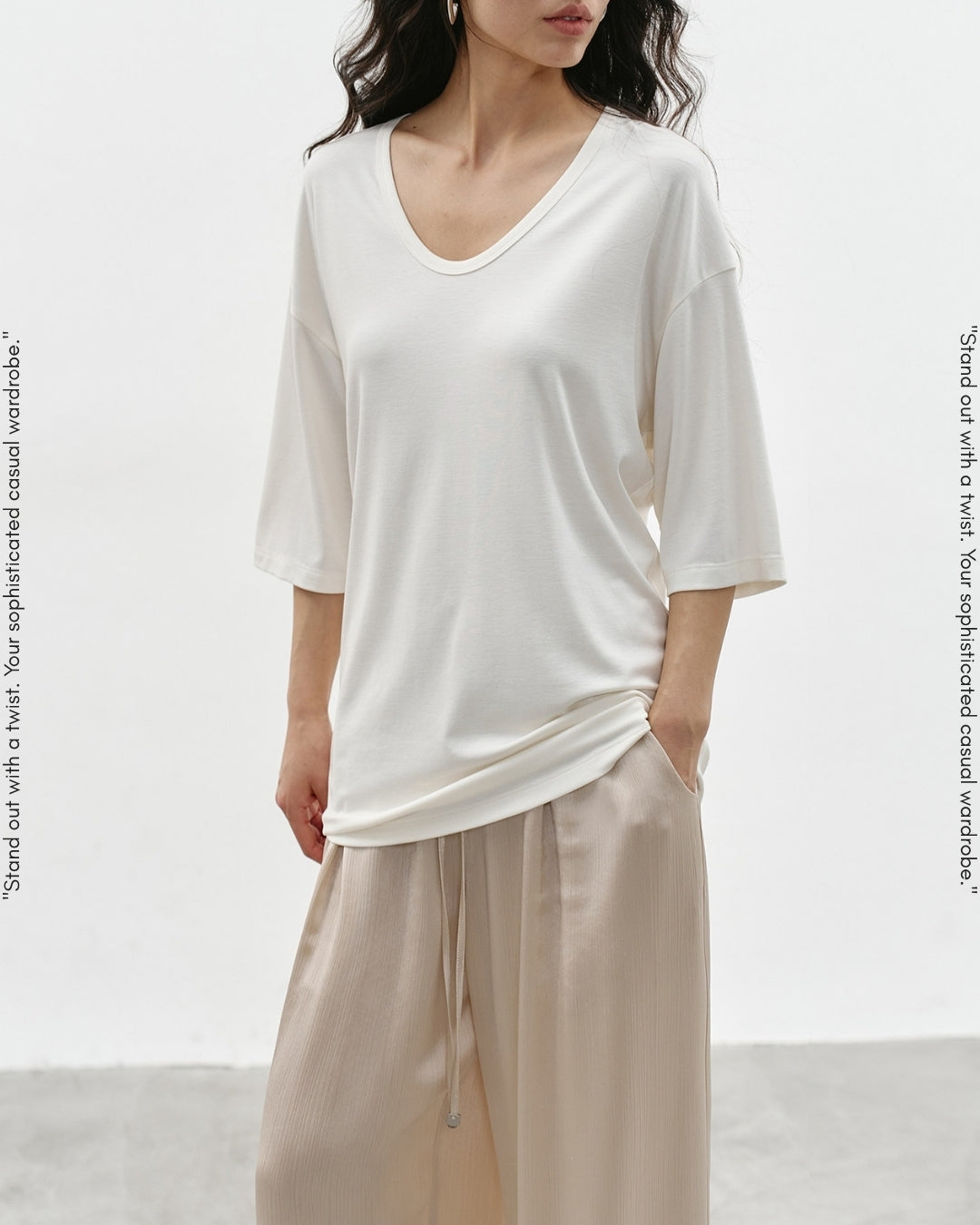 u-neck short sleeve t-shirt 2color【NINE0348】