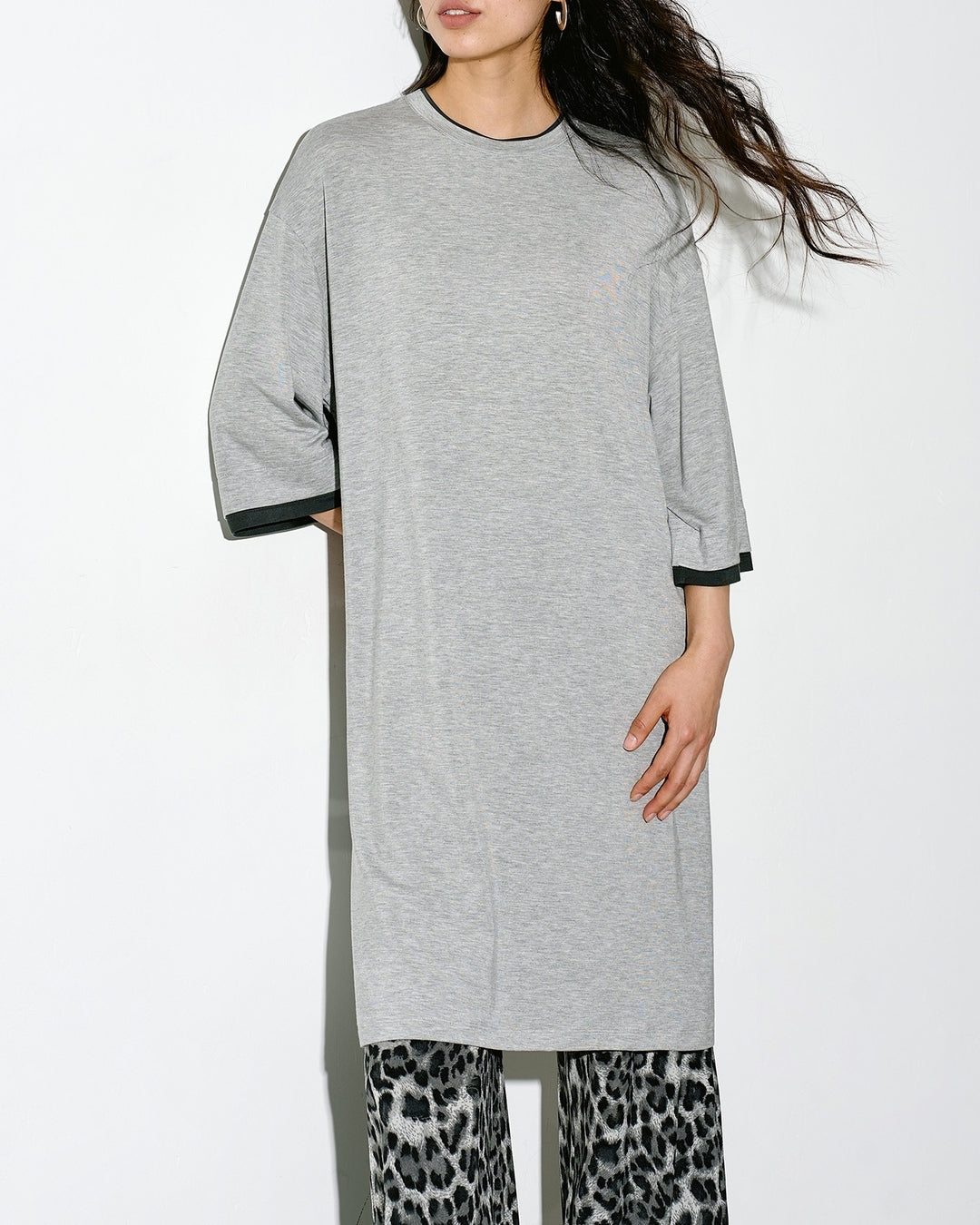 oversized two-tone t-shirt 2color【NINE0327】
