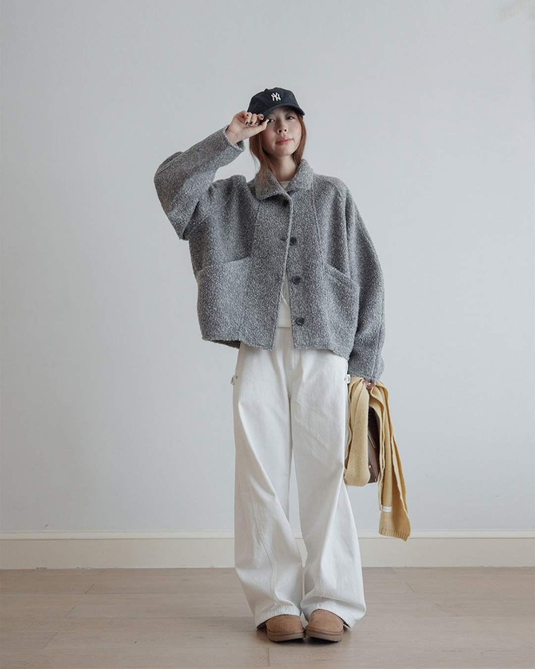 fuzzy stand collar fleece jacket 2color 【NINE7296】