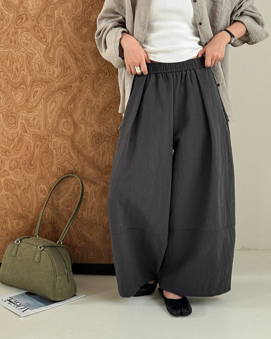 pleated seam balloon wide leg pants 3color 【NINE7323】