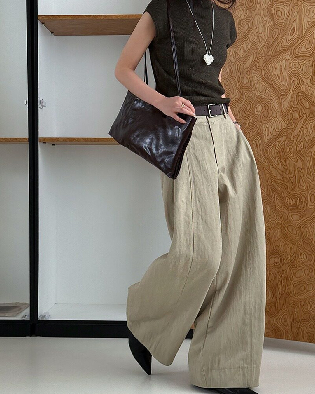 center seam wide leg slacks 2color 【NINE7313】