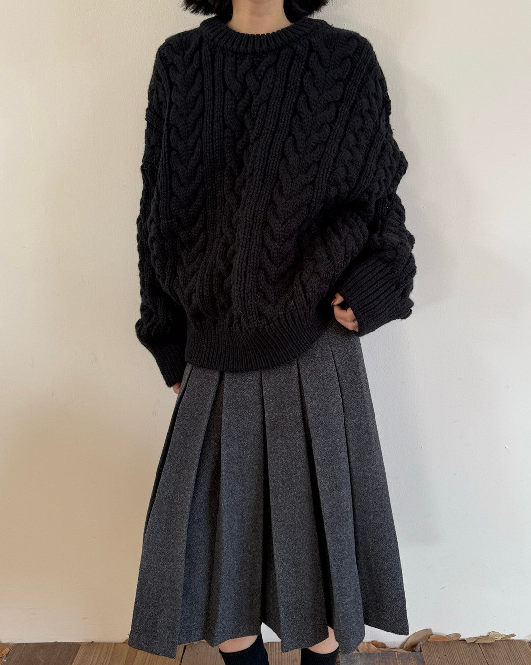 cable knit loose fit sweater 3color 【NINE7267】