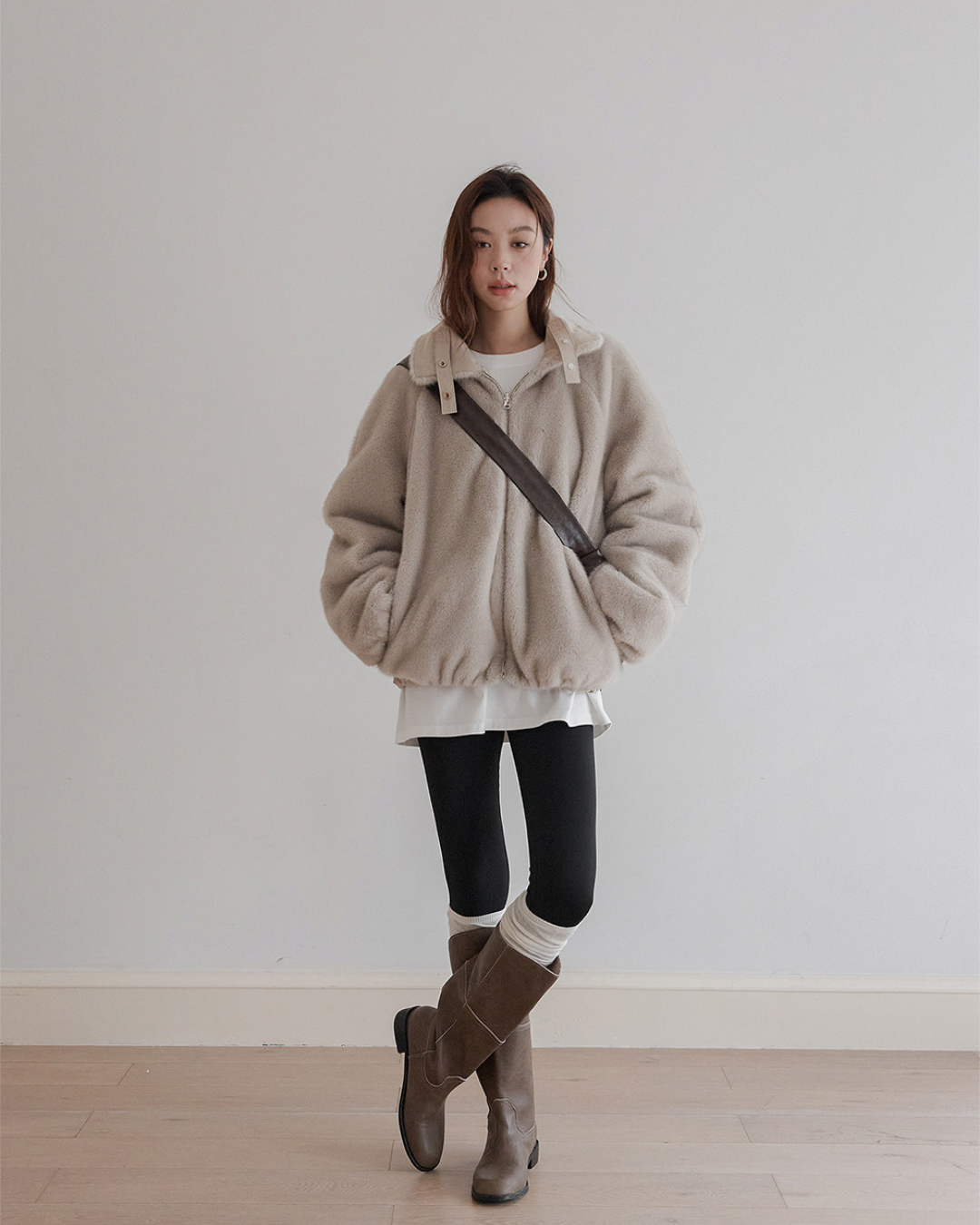 reversible fur collar jacket 1color 【NINE7280】