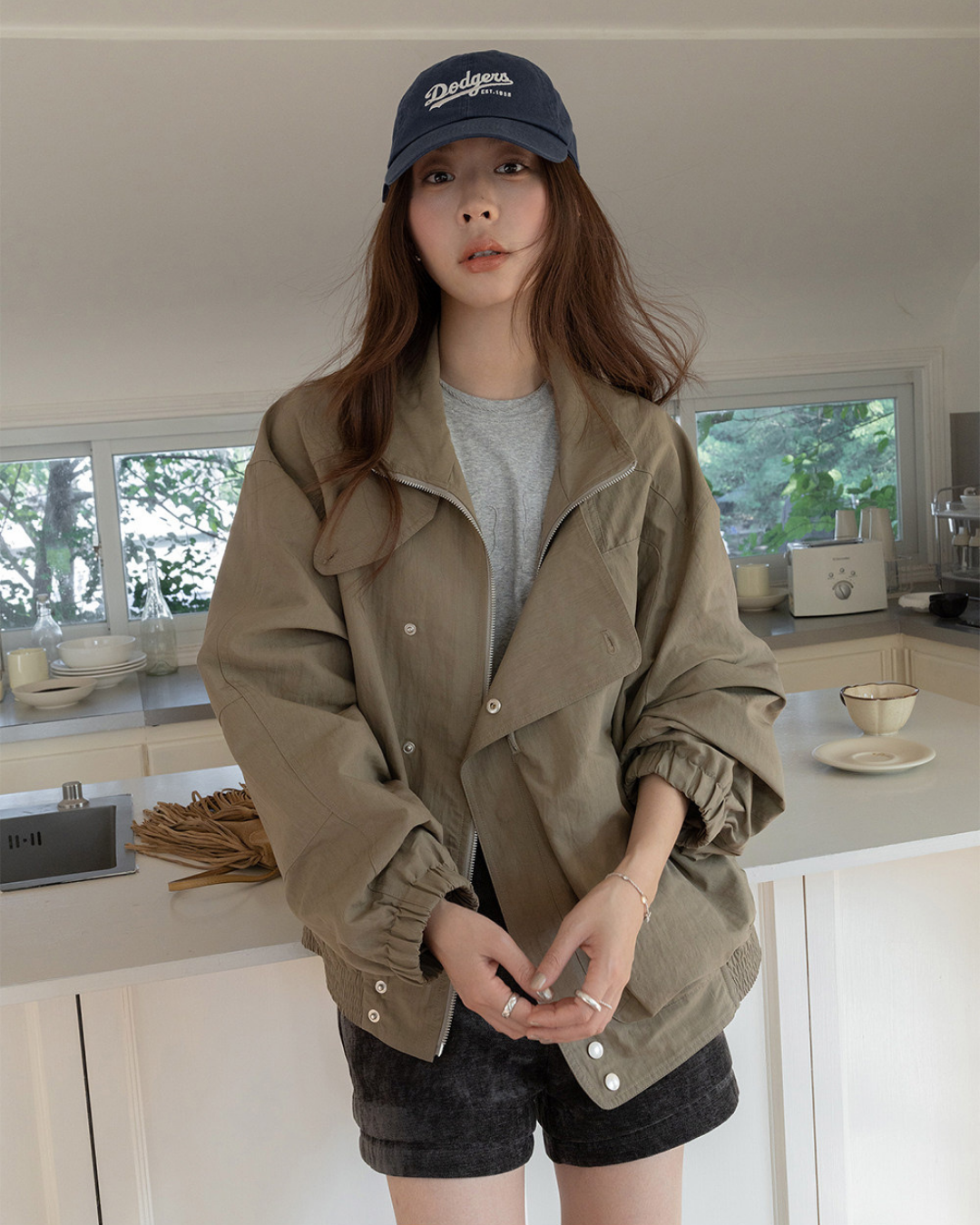 casual trench style zip jacket 2color 【NINE7278】
