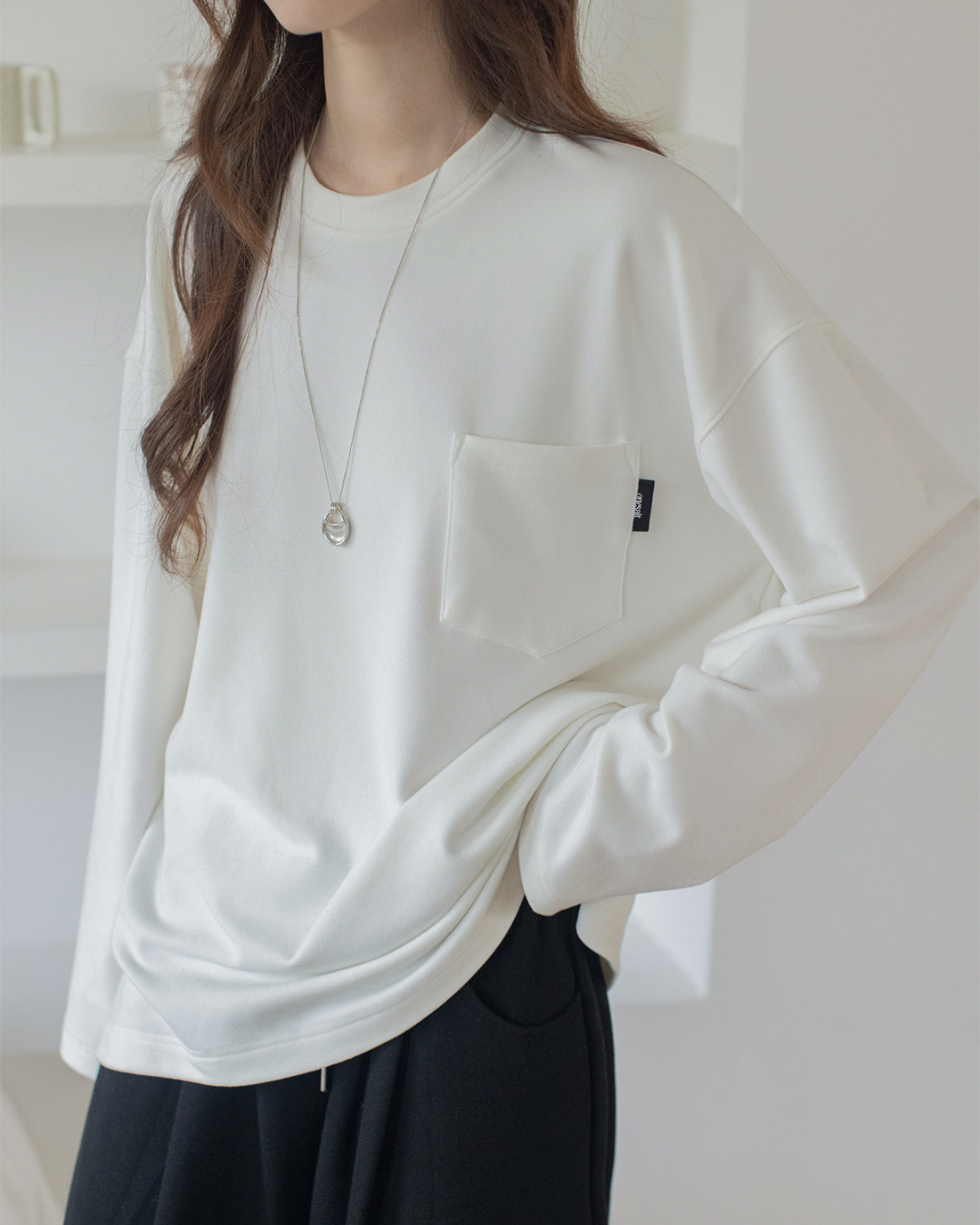 pocket tag long sleeve tshirt 1color 【NINE7301】