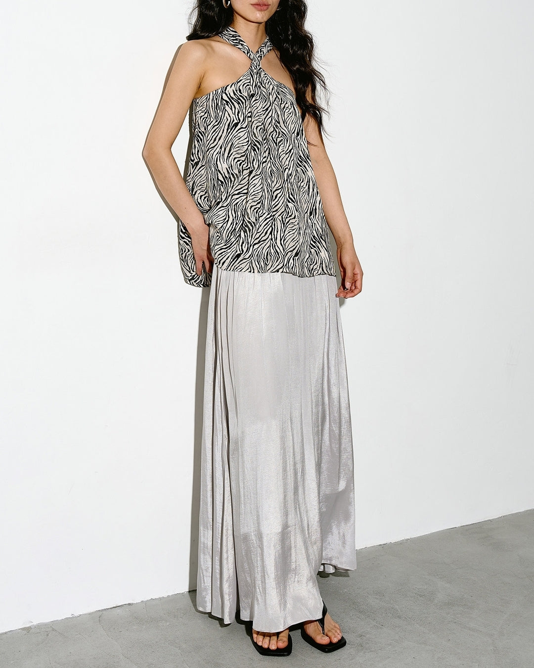 asymmetrical waist gathered skirt【NINE0347】