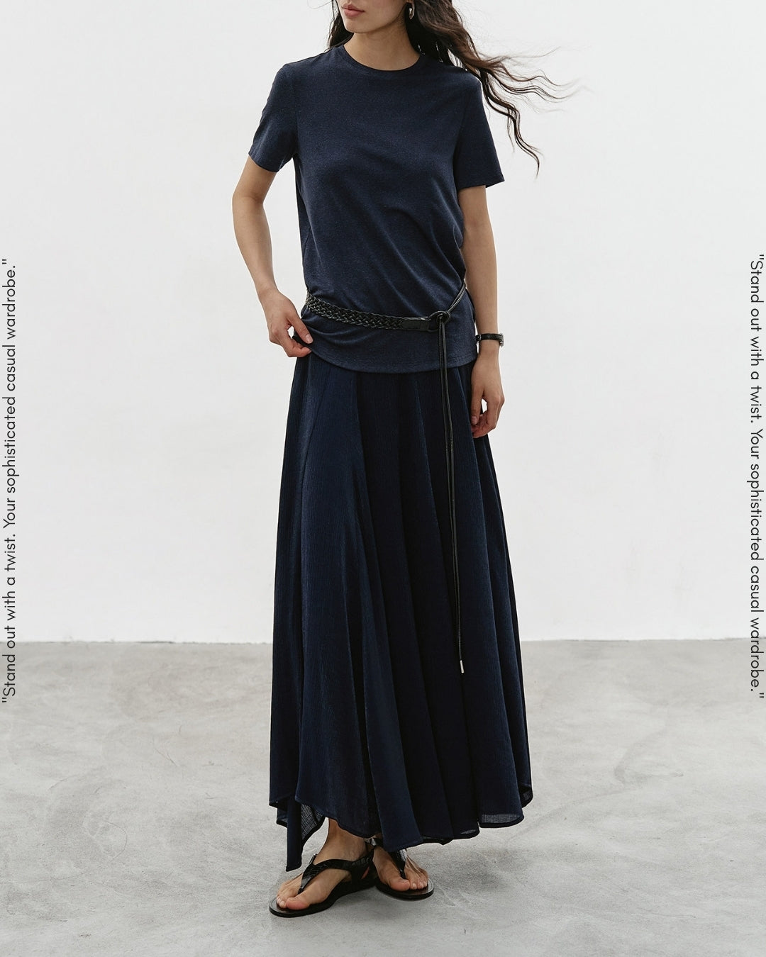 asymmetrical hem flare skirt【NINE0339】