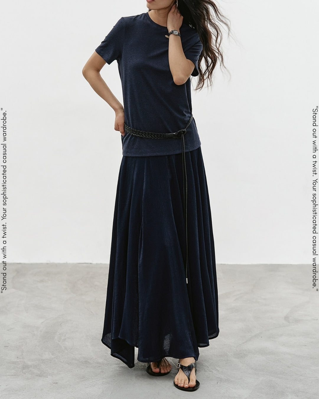 asymmetrical hem flare skirt【NINE0339】