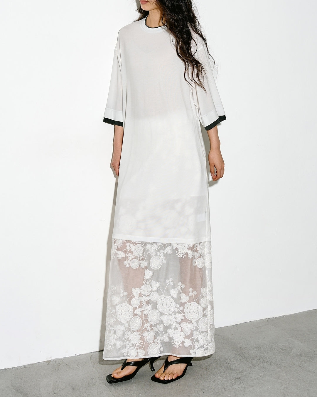 lace sheer long skirt【NINE0346】
