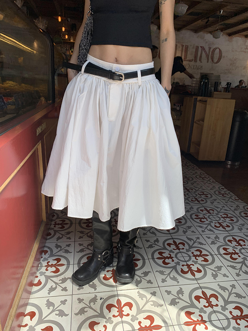 fluffily natural flare long-skirt【NINE8898】