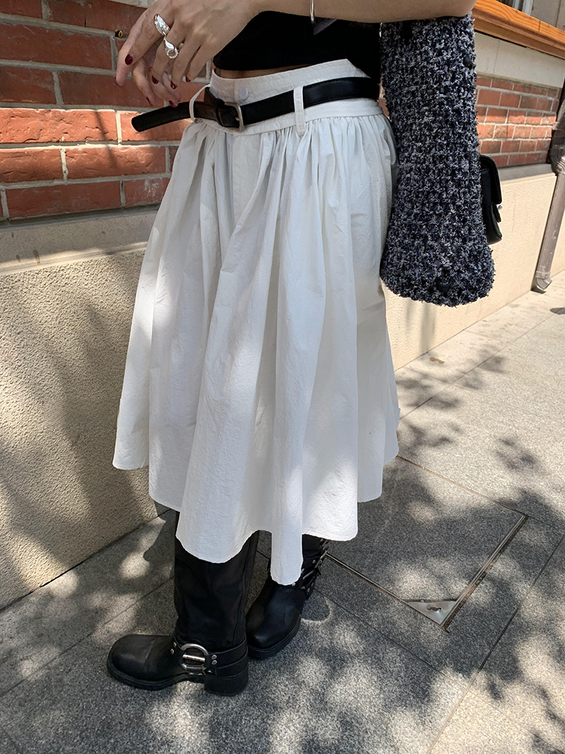 fluffily natural flare long-skirt【NINE8898】