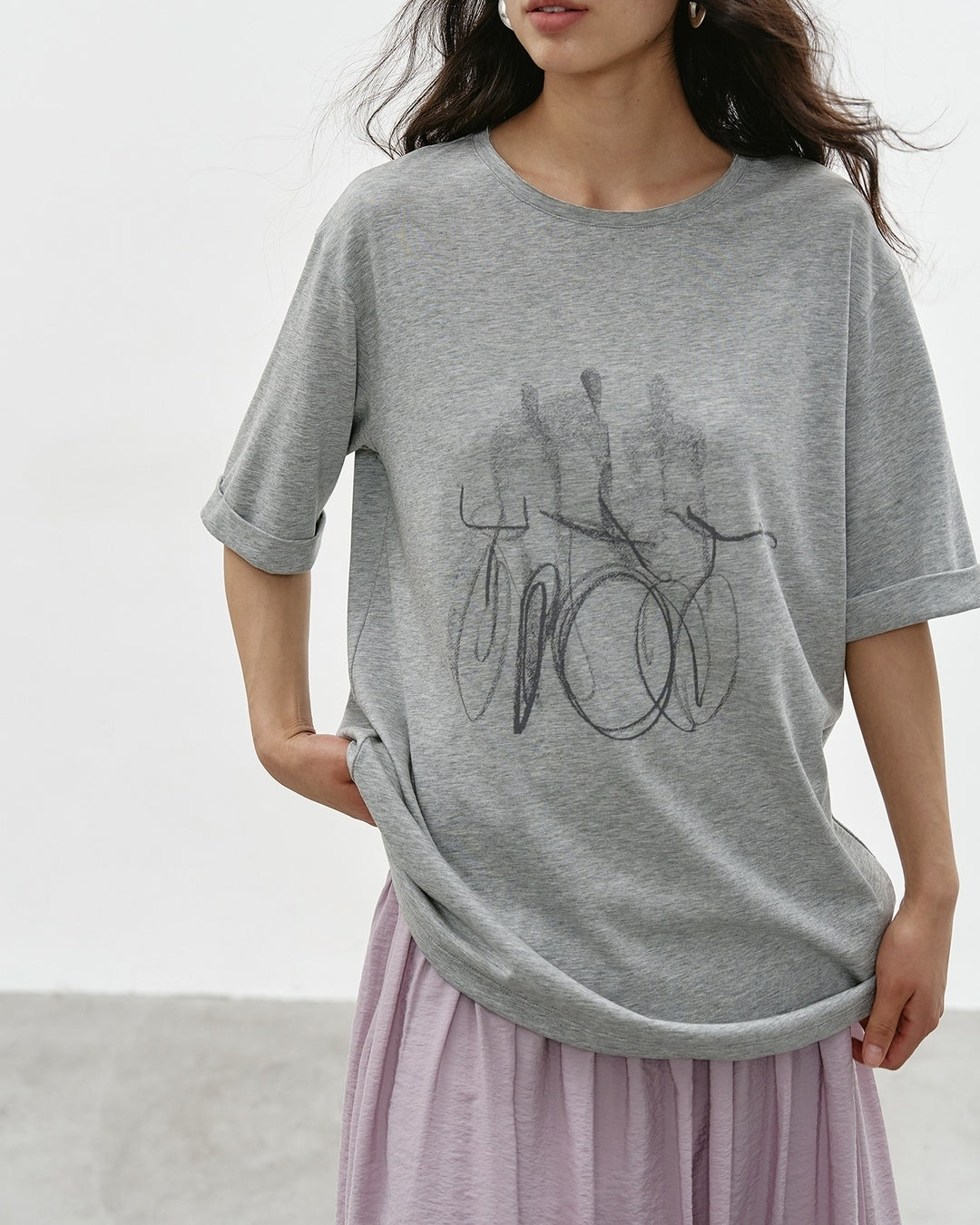 nuance print oversized t-shirt 2color【NINE0325】