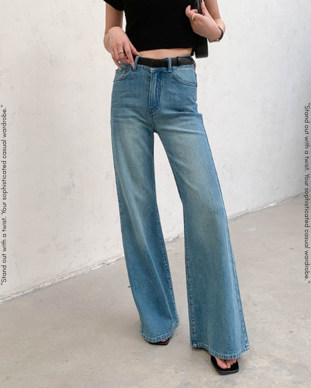 vintage-style wide-leg denim pants【NINE0219】