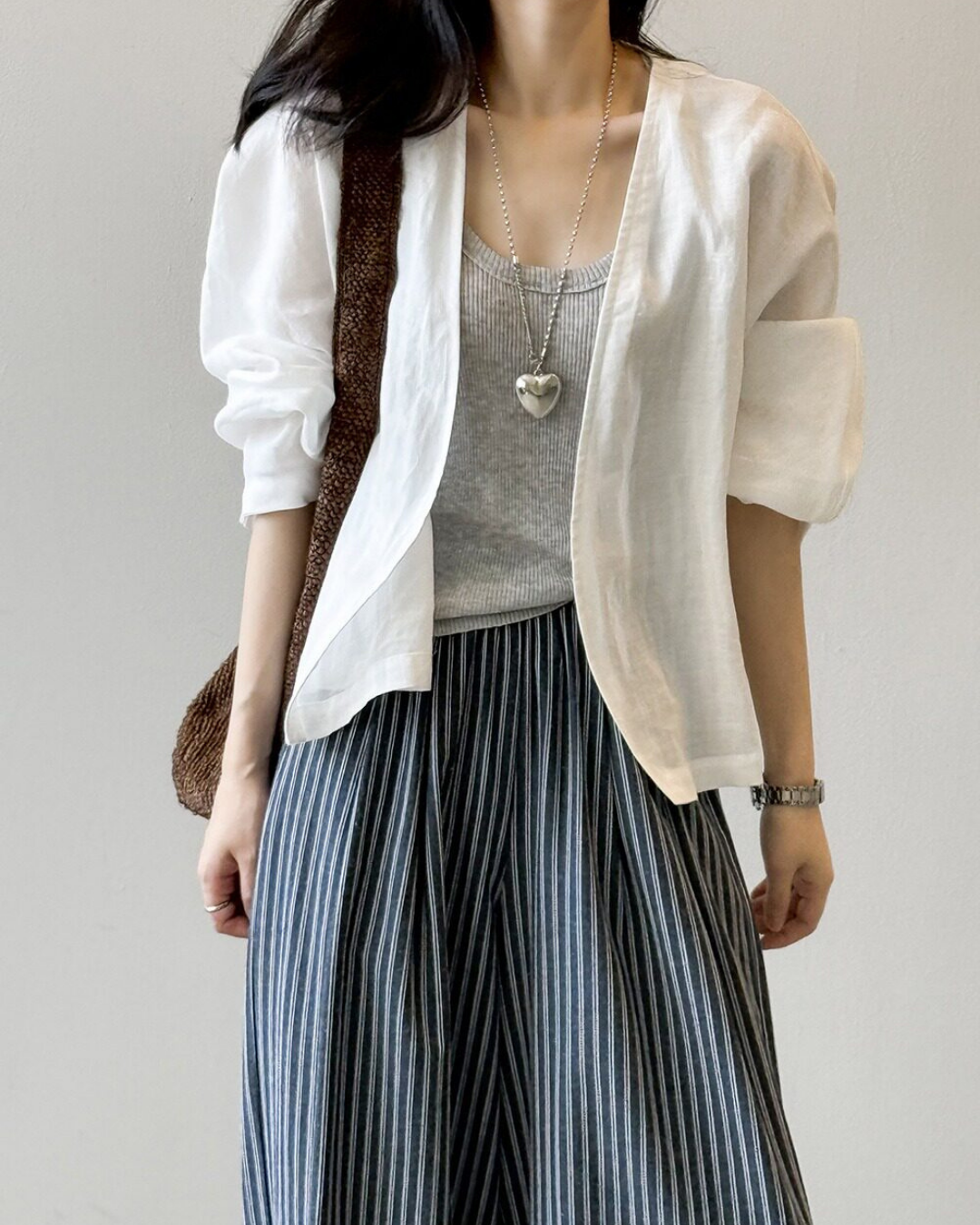 sheer open front loose cardigan 2color 【NINE7318】