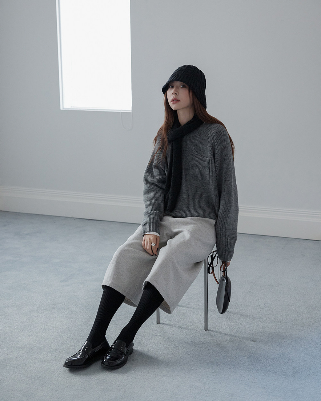 pocket detail loose knit sweater 3color 【NINE7283】