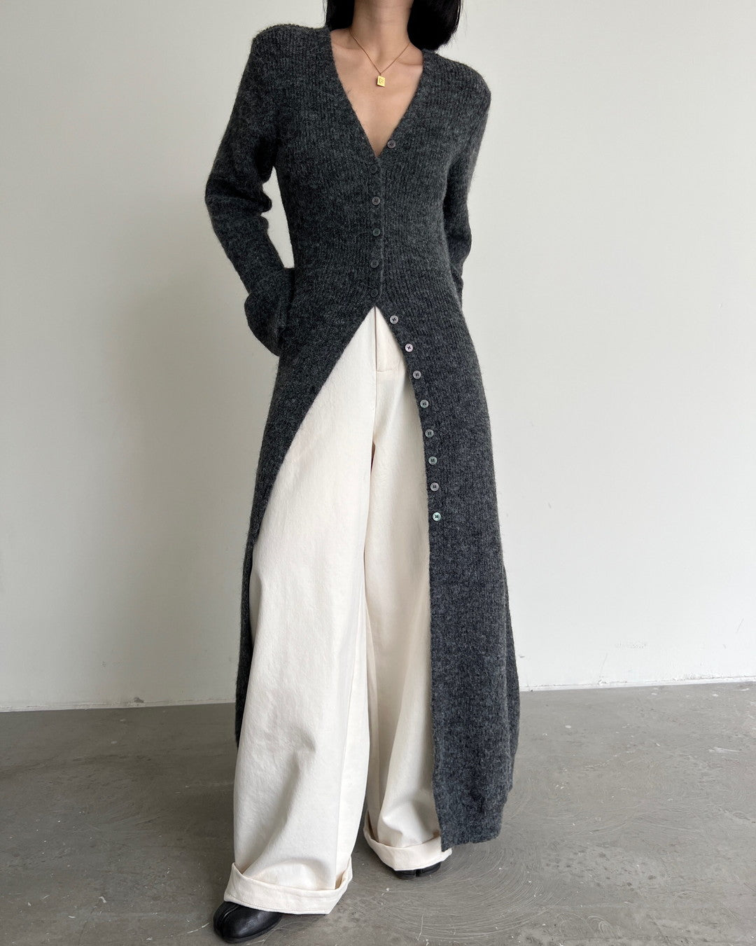 long slit button knit cardigan 2color 【NINE7273】