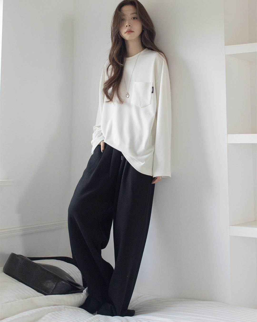 pocket tag long sleeve tshirt 1color 【NINE7301】