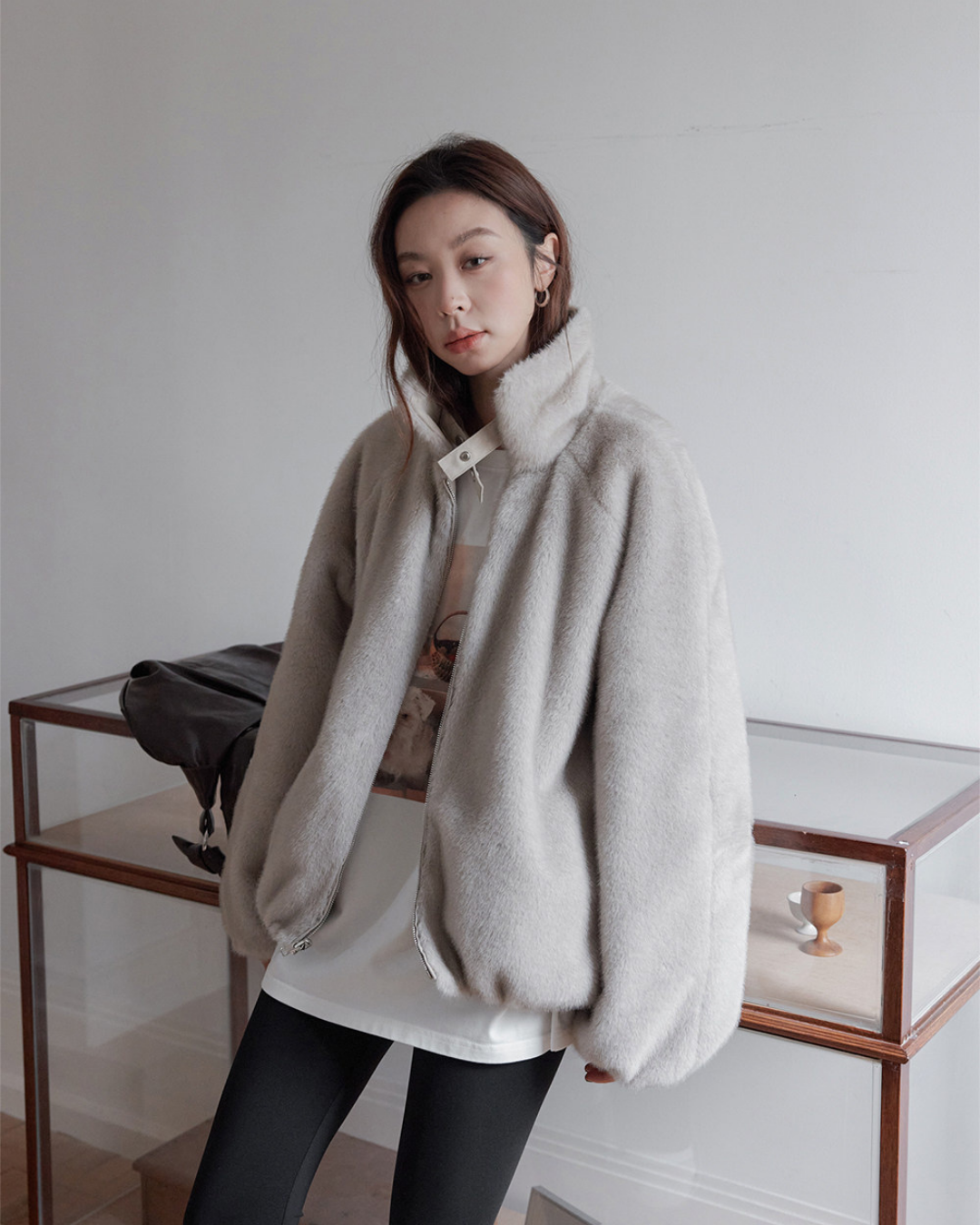 reversible fur collar jacket 1color 【NINE7280】