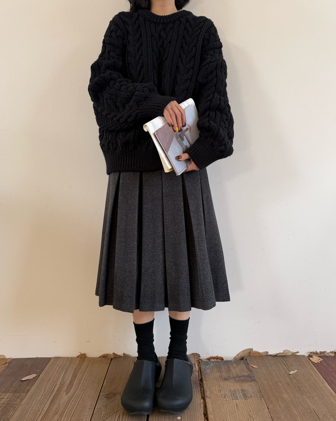 cable knit loose fit sweater 3color 【NINE7267】