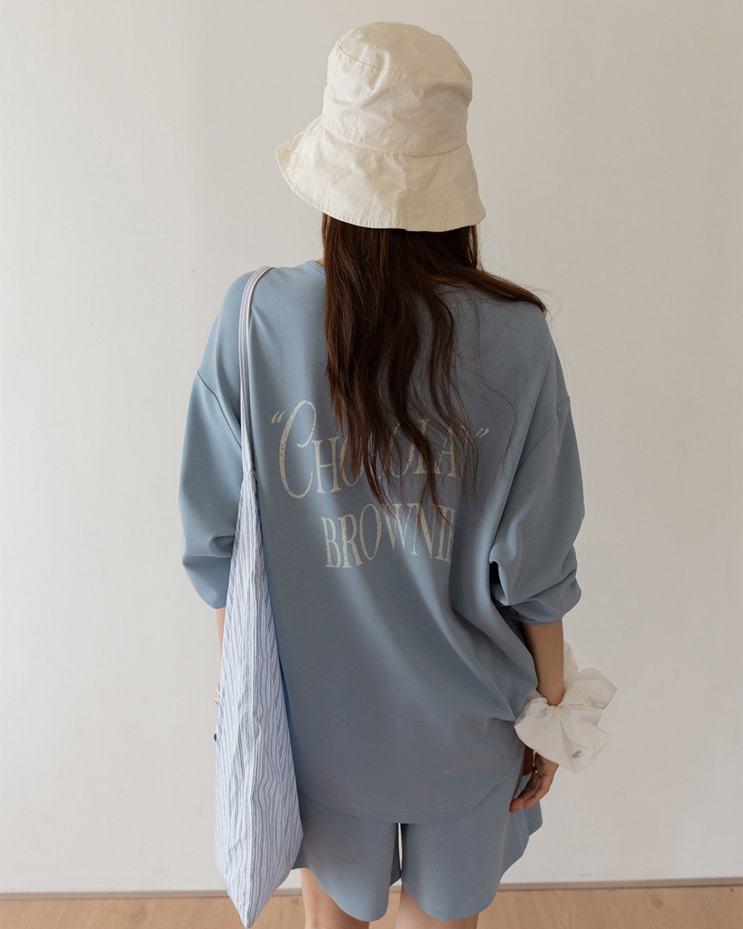 embroidered sweatshirt short pants setup 3color 【NINE7282】