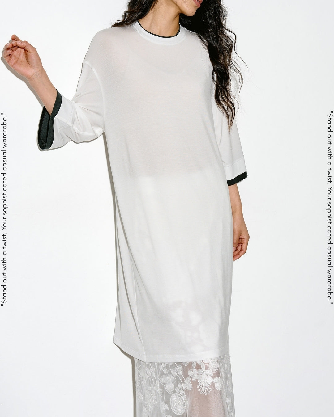 oversized two-tone t-shirt 2color【NINE0327】