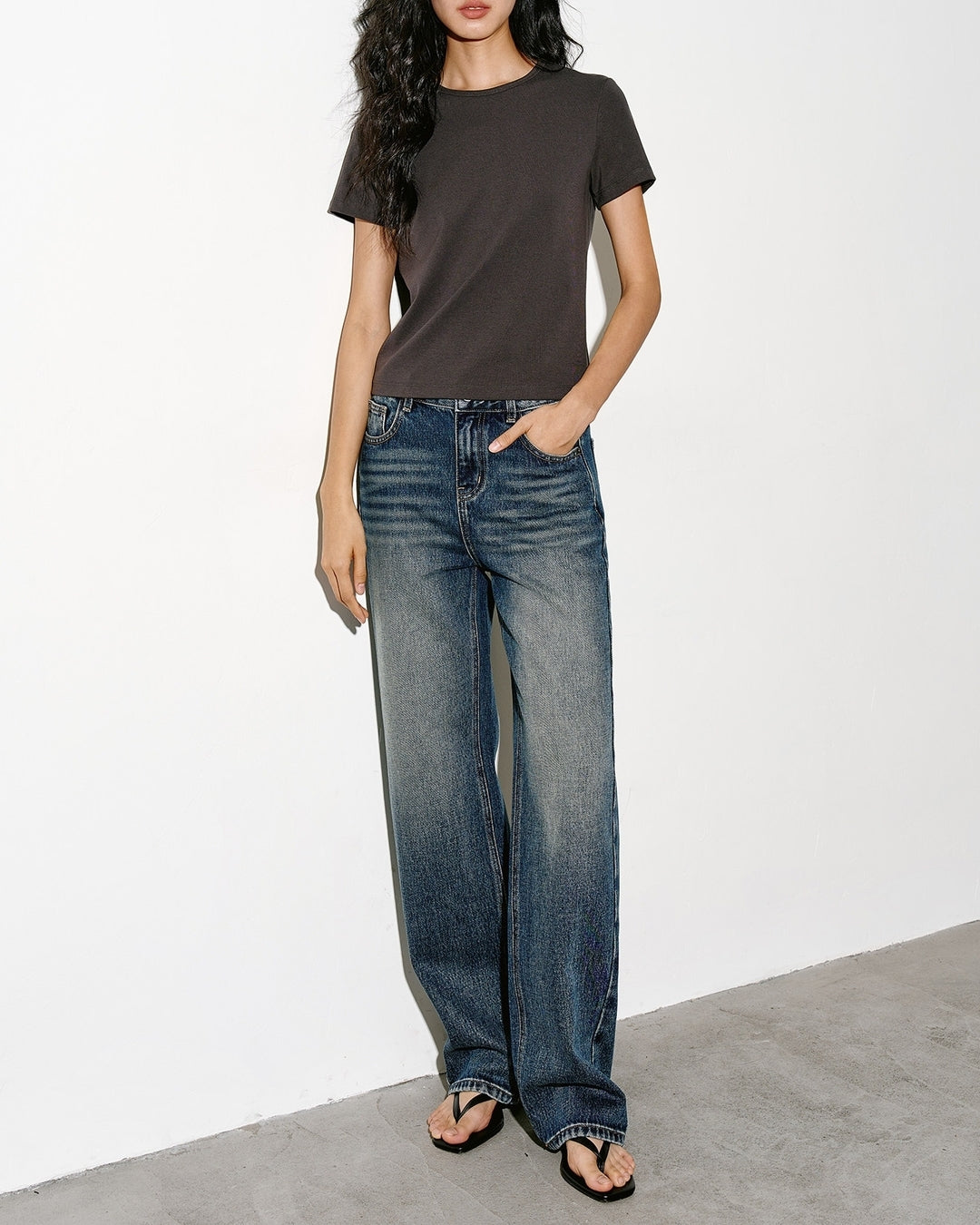 wash-finished straight leg denim pants【NINE0323】