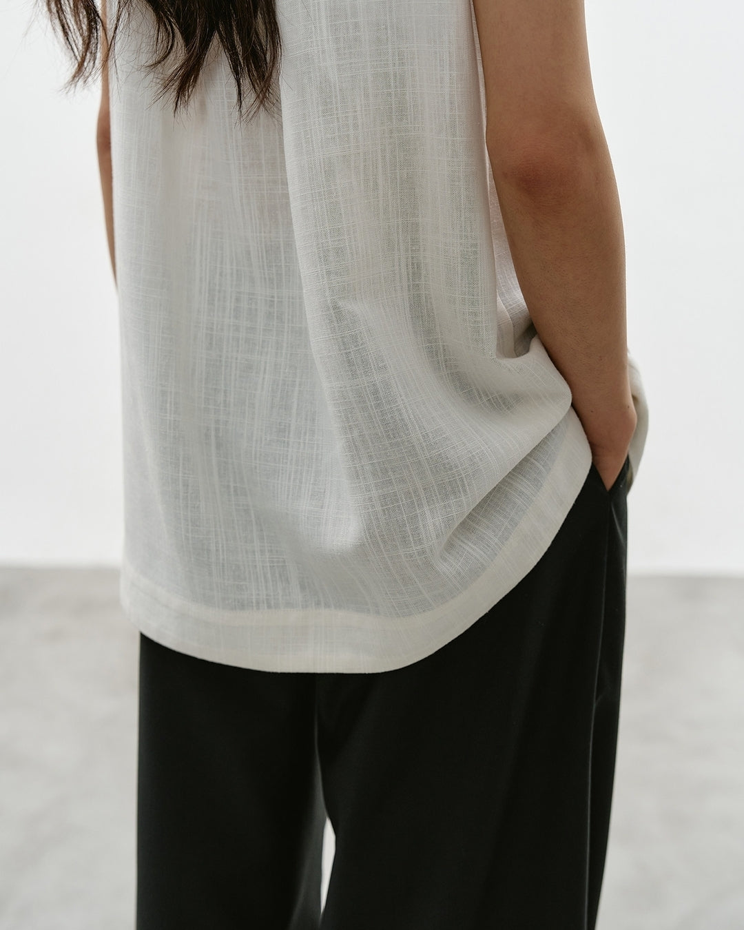 frill-collar sleeveless blouse【NINE0337】
