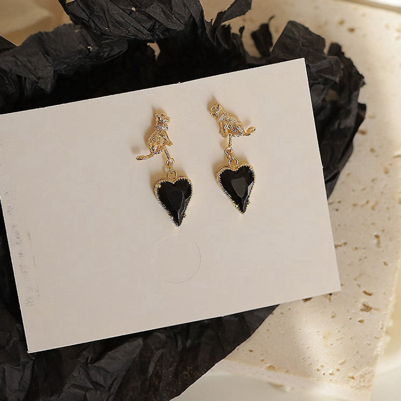 CAT black heart pierce【NINE1232】