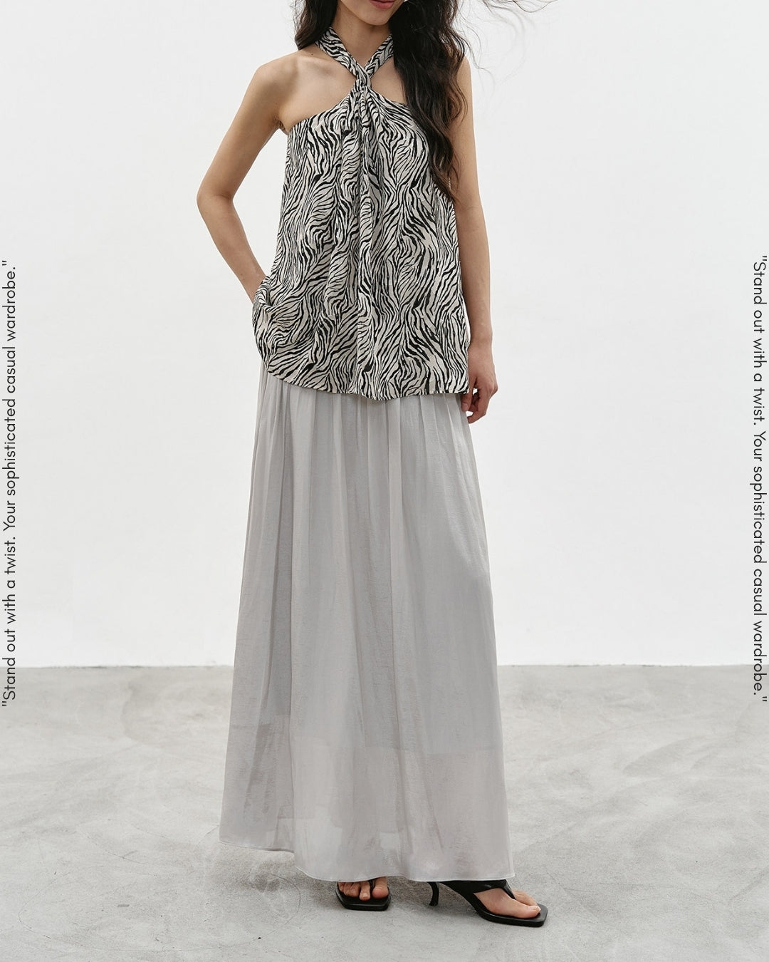 asymmetrical waist gathered skirt【NINE0347】