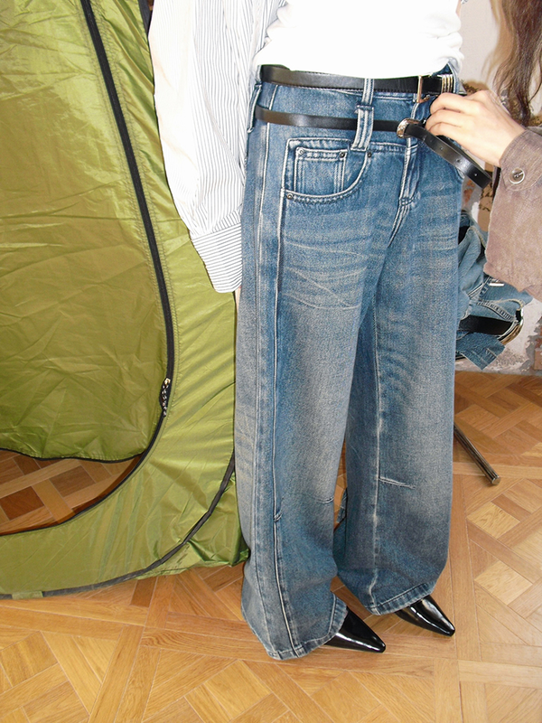 double-belt-loop denim loose pants【NINE8820】