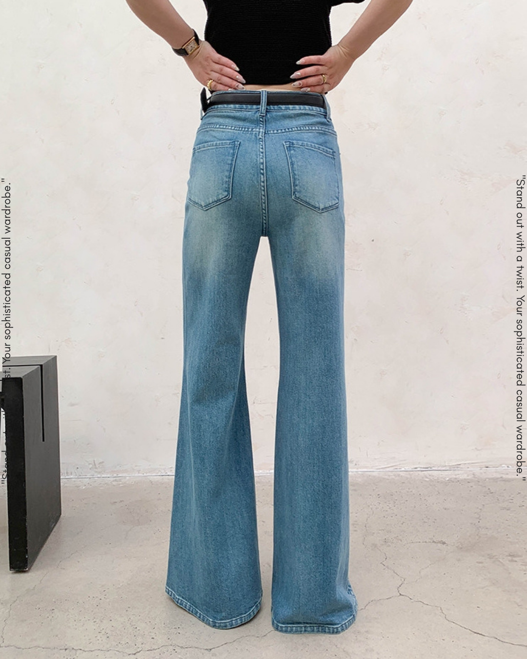 vintage-style wide-leg denim pants【NINE0219】
