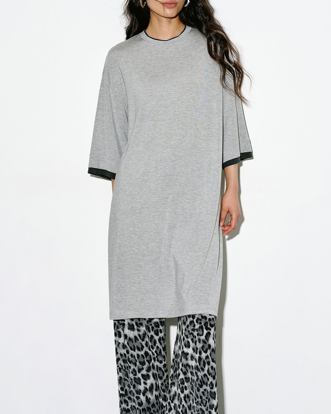 oversized two-tone t-shirt 2color【NINE0327】