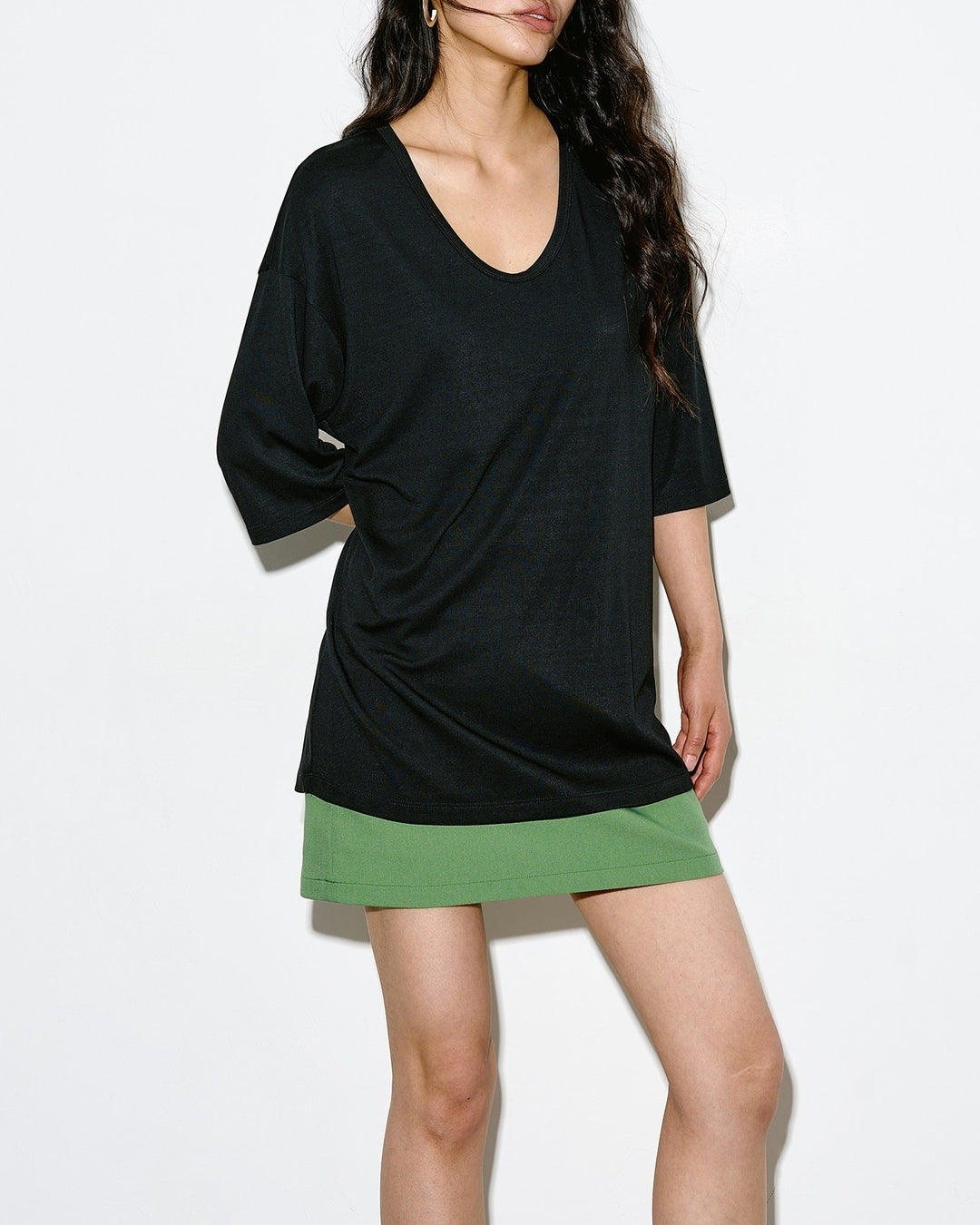 u-neck short sleeve t-shirt 2color【NINE0348】