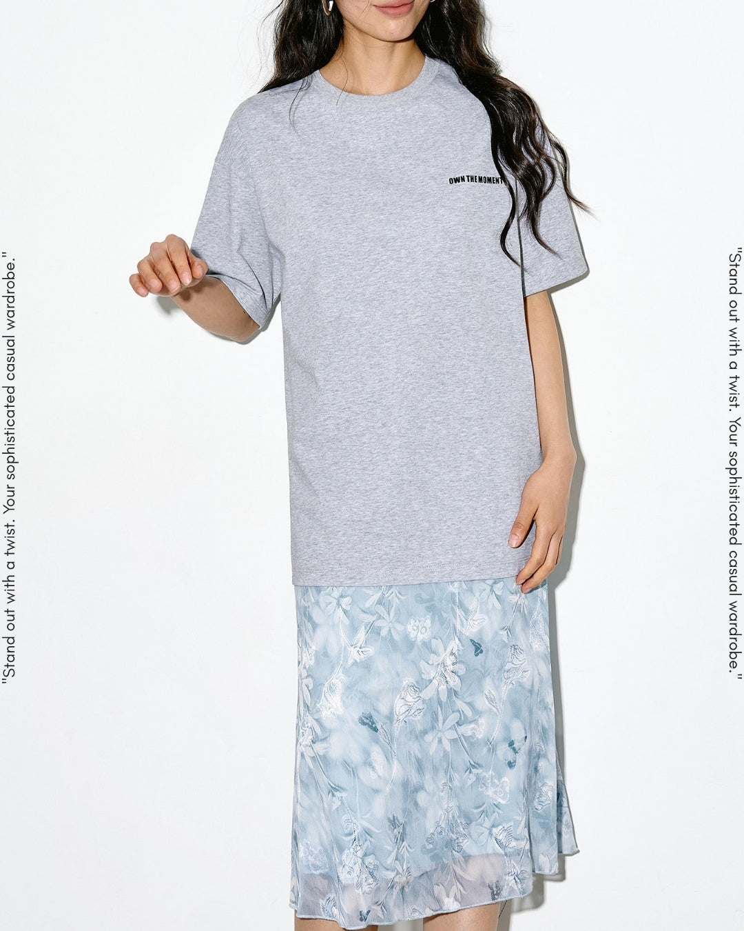 mini print oversized t-shirt 2color【NINE0349】