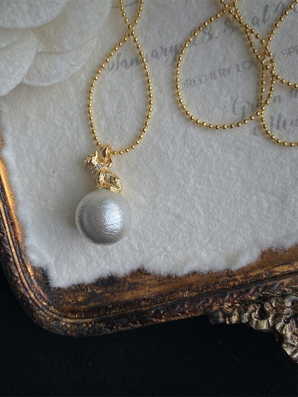 pearl feminine cat necklace【NINE6713】