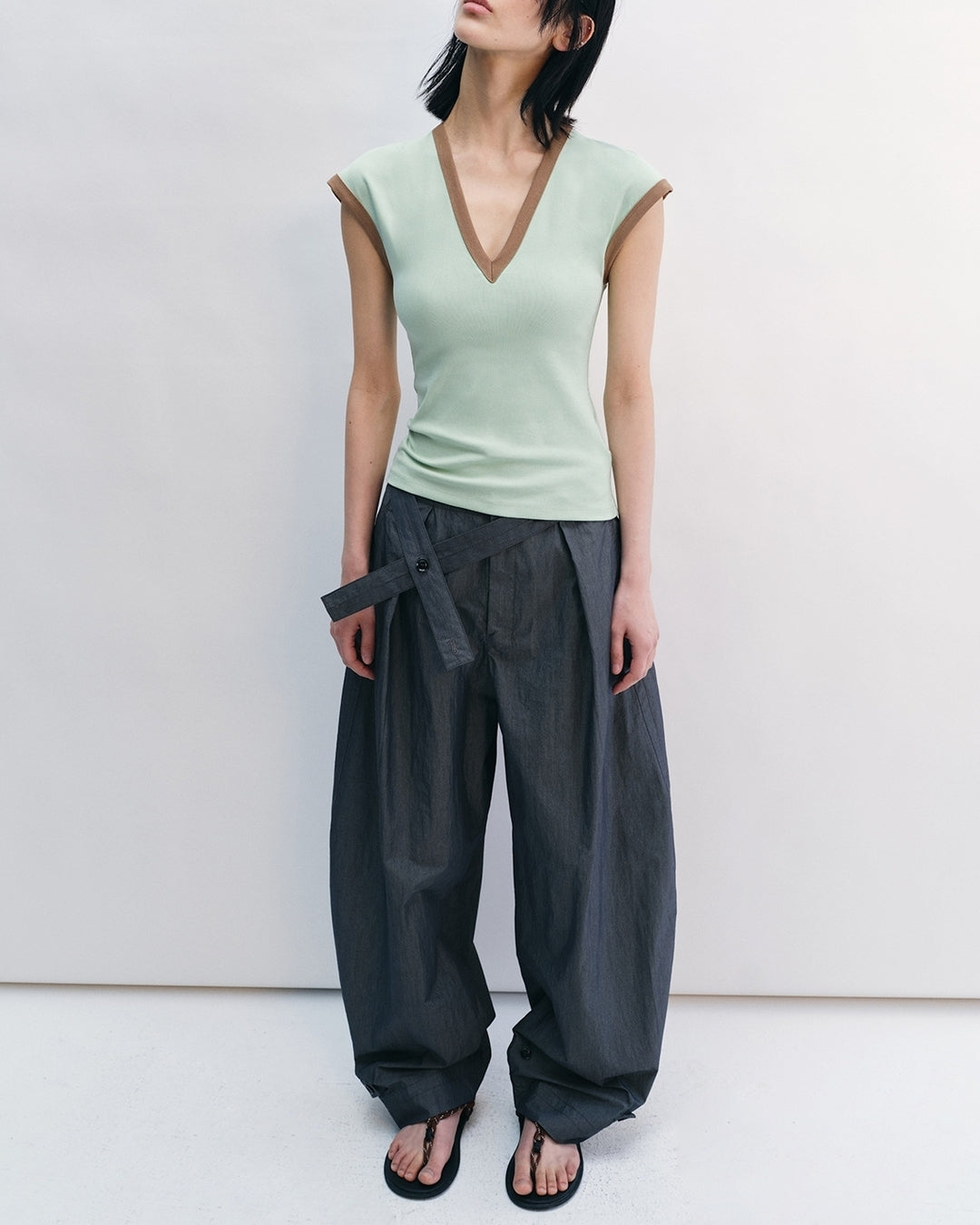 waist mark tuck pants 3color【NINE0206】