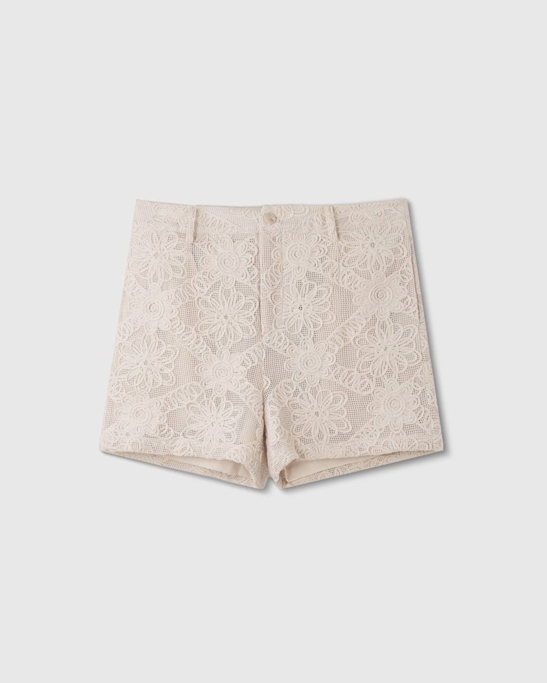 floral-print embroidered shorts【NINE0357】