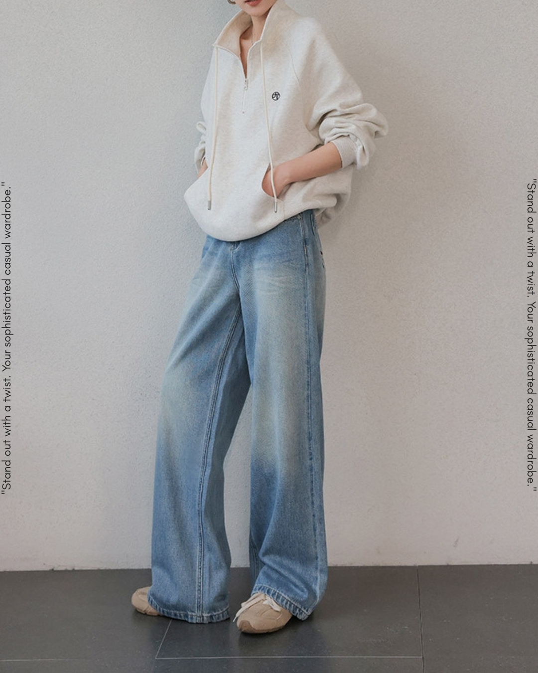 stand collar half-zip sweatshirt 2color【NINE0223】