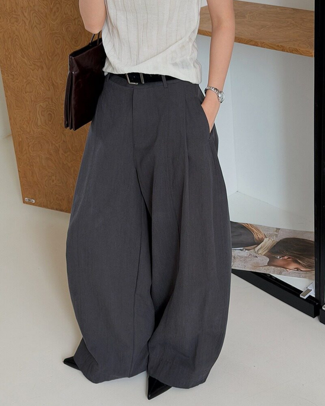 center seam wide leg slacks 2color 【NINE7313】