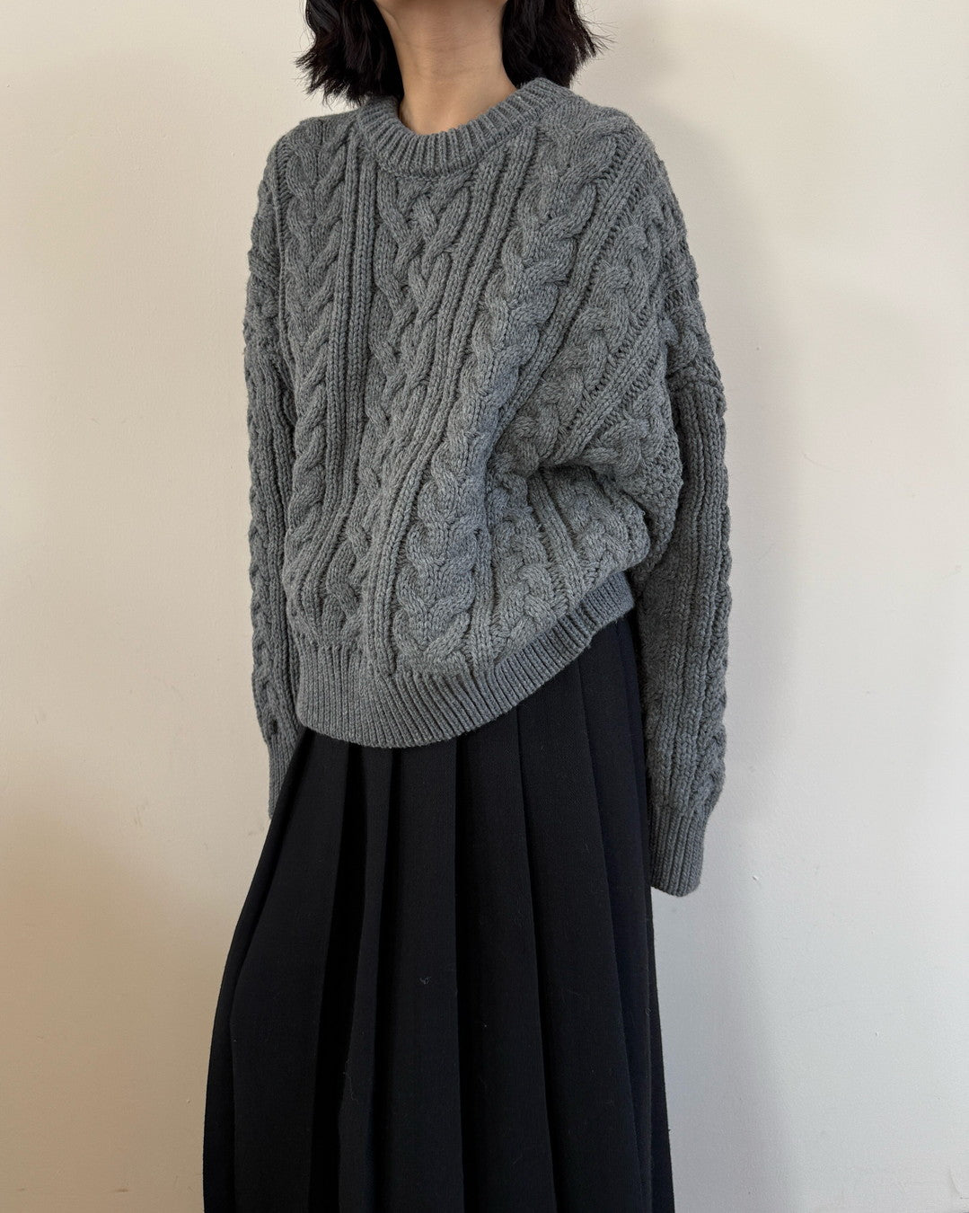 cable knit loose fit sweater 3color 【NINE7267】