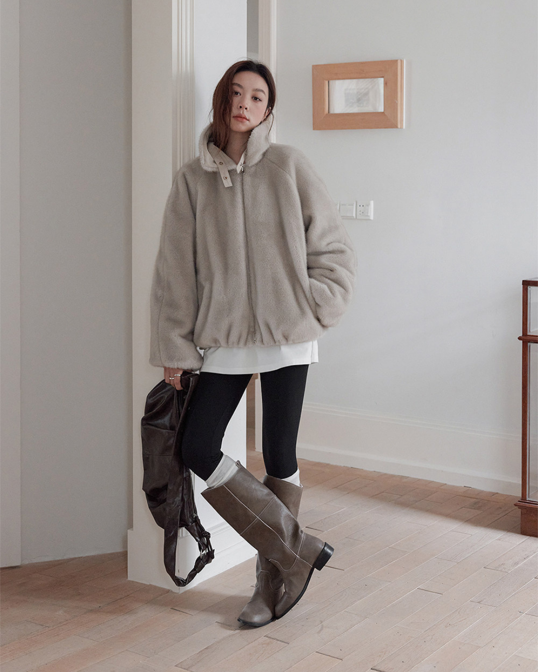 reversible fur collar jacket 1color 【NINE7280】